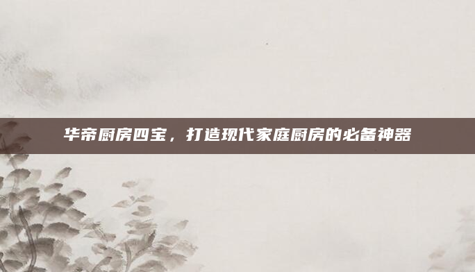 华帝厨房四宝，打造现代家庭厨房的必备神器