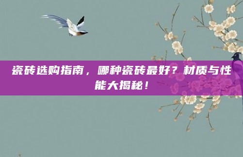 瓷砖选购指南，哪种瓷砖最好？材质与性能大揭秘！