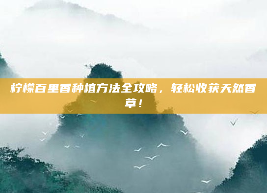 柠檬百里香种植方法全攻略，轻松收获天然香草！