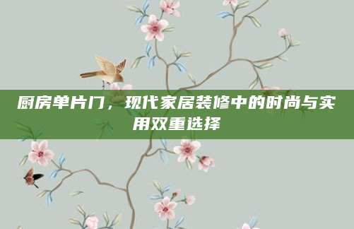 厨房单片门，现代家居装修中的时尚与实用双重选择