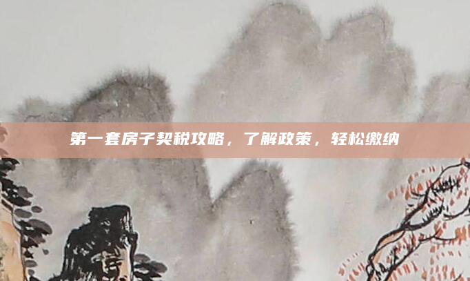 第一套房子契税攻略，了解政策，轻松缴纳