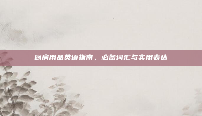 厨房用品英语指南，必备词汇与实用表达