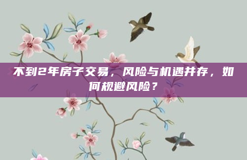 不到2年房子交易，风险与机遇并存，如何规避风险？