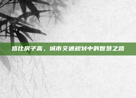 路比房子高，城市交通规划中的智慧之路