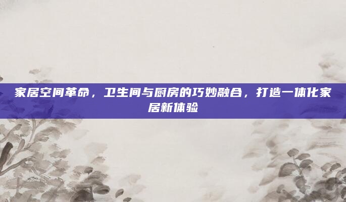 家居空间革命，卫生间与厨房的巧妙融合，打造一体化家居新体验