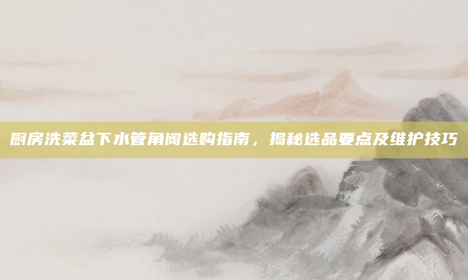厨房洗菜盆下水管角阀选购指南，揭秘选品要点及维护技巧