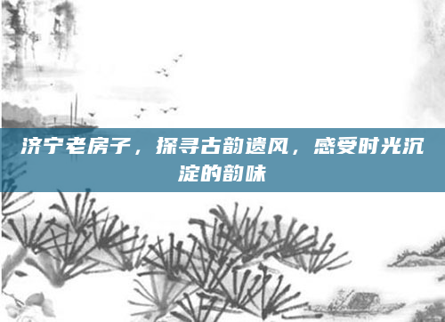 济宁老房子，探寻古韵遗风，感受时光沉淀的韵味