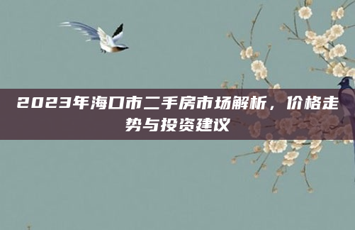 2023年海口市二手房市场解析，价格走势与投资建议