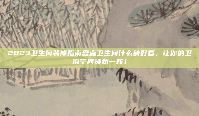 2023卫生间装修指南盘点卫生间什么砖好看，让你的卫浴空间焕然一新！