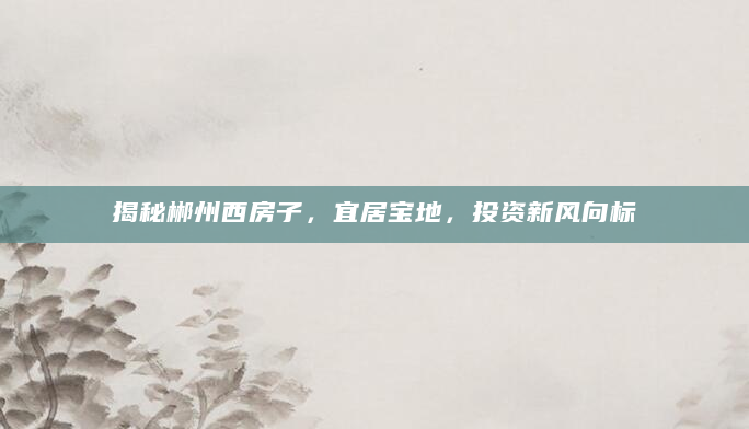 揭秘郴州西房子，宜居宝地，投资新风向标