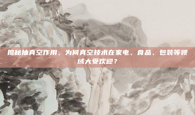 揭秘抽真空作用，为何真空技术在家电、食品、包装等领域大受欢迎？