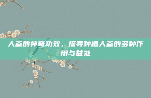 人参的神奇功效，探寻种植人参的多种作用与益处