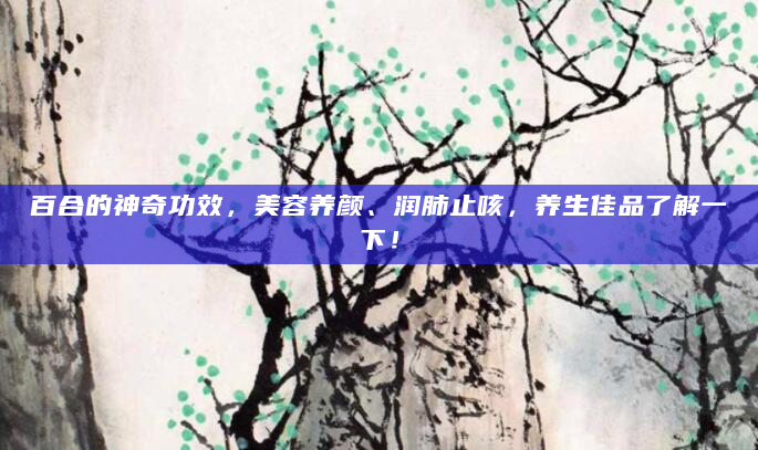 百合的神奇功效，美容养颜、润肺止咳，养生佳品了解一下！
