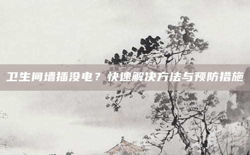 卫生间墙插没电？快速解决方法与预防措施