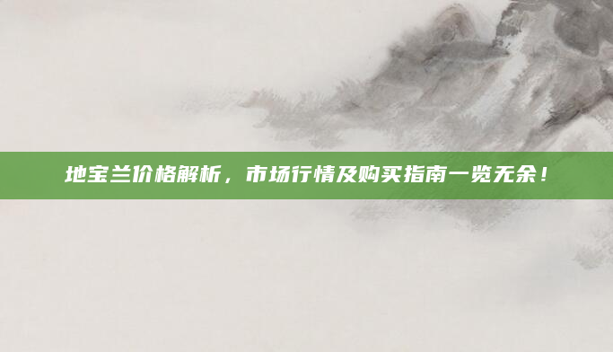 地宝兰价格解析，市场行情及购买指南一览无余！