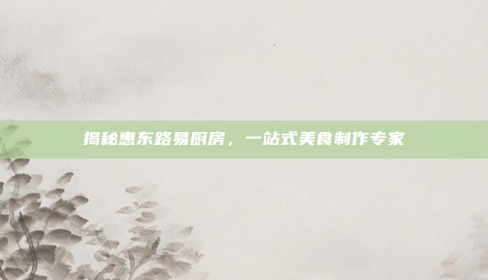 揭秘惠东路易厨房，一站式美食制作专家