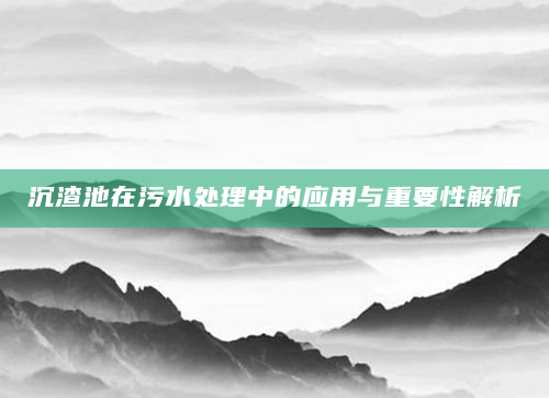 沉渣池在污水处理中的应用与重要性解析