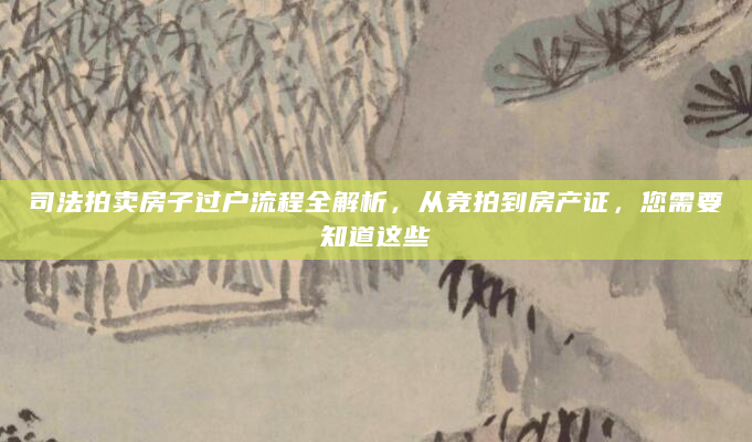 司法拍卖房子过户流程全解析，从竞拍到房产证，您需要知道这些