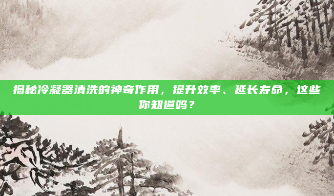 揭秘冷凝器清洗的神奇作用，提升效率、延长寿命，这些你知道吗？