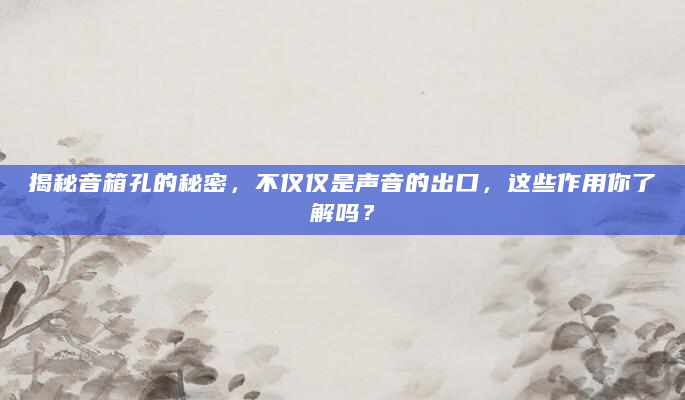 揭秘音箱孔的秘密，不仅仅是声音的出口，这些作用你了解吗？