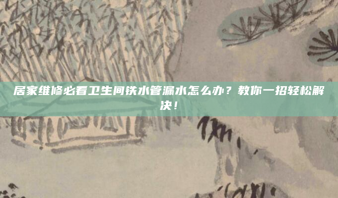 居家维修必看卫生间铁水管漏水怎么办？教你一招轻松解决！