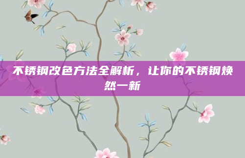 不锈钢改色方法全解析，让你的不锈钢焕然一新