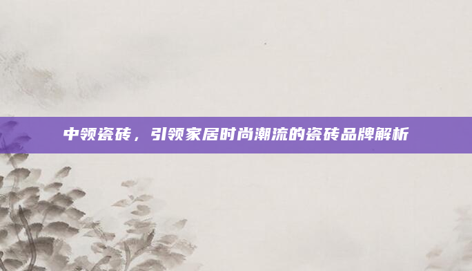 中领瓷砖，引领家居时尚潮流的瓷砖品牌解析