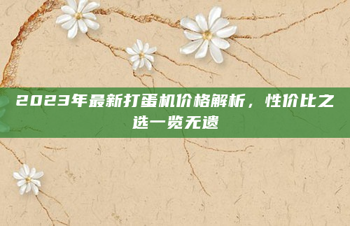 2023年最新打蛋机价格解析，性价比之选一览无遗