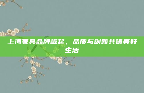 上海家具品牌崛起，品质与创新共铸美好生活