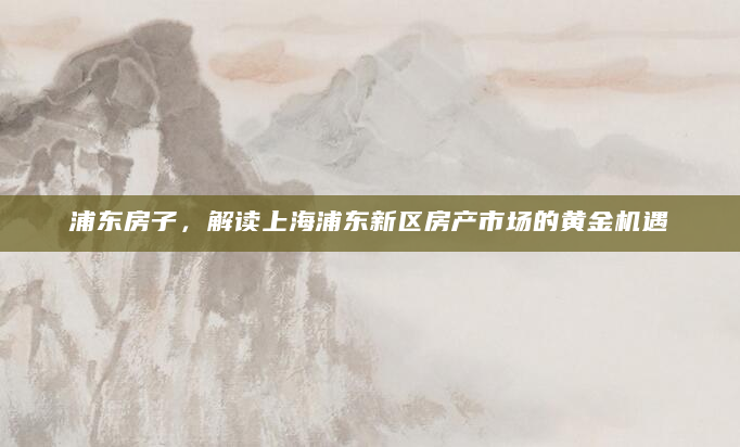 浦东房子，解读上海浦东新区房产市场的黄金机遇