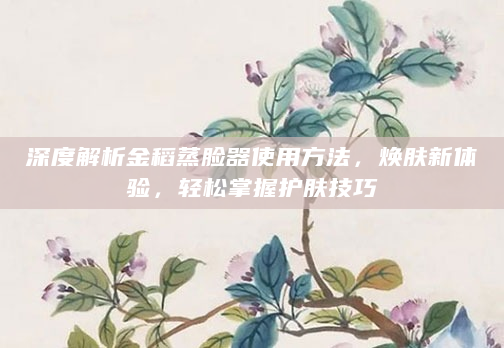 深度解析金稻蒸脸器使用方法，焕肤新体验，轻松掌握护肤技巧