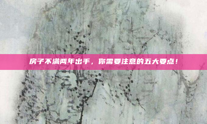 房子不满两年出手，你需要注意的五大要点！