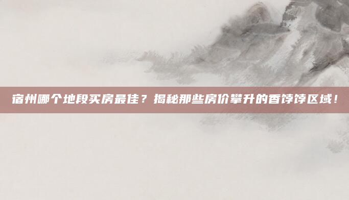 宿州哪个地段买房最佳？揭秘那些房价攀升的香饽饽区域！