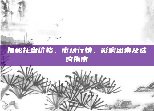 揭秘托盘价格，市场行情、影响因素及选购指南