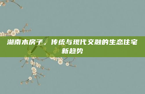 湖南木房子，传统与现代交融的生态住宅新趋势