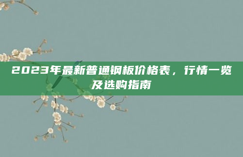2023年最新普通钢板价格表，行情一览及选购指南