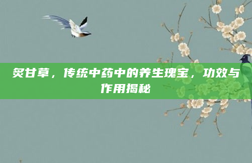 炙甘草，传统中药中的养生瑰宝，功效与作用揭秘