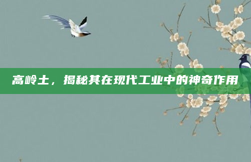 高岭土，揭秘其在现代工业中的神奇作用