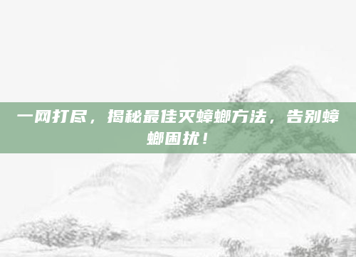 一网打尽，揭秘最佳灭蟑螂方法，告别蟑螂困扰！