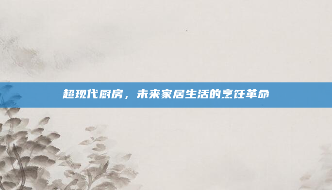 超现代厨房，未来家居生活的烹饪革命