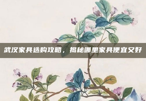 武汉家具选购攻略，揭秘哪里家具便宜又好