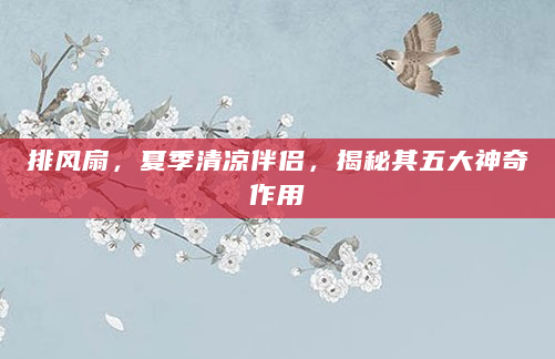 排风扇，夏季清凉伴侣，揭秘其五大神奇作用