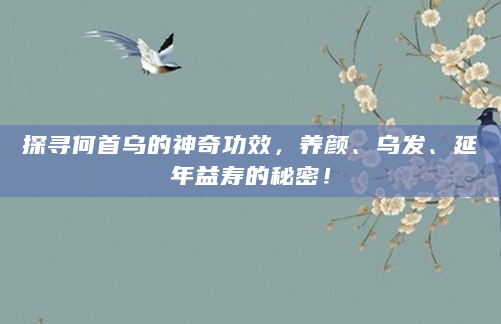 探寻何首乌的神奇功效，养颜、乌发、延年益寿的秘密！