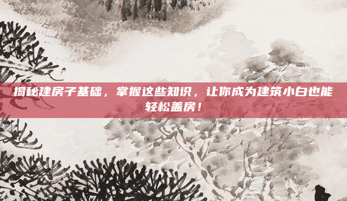 揭秘建房子基础，掌握这些知识，让你成为建筑小白也能轻松盖房！