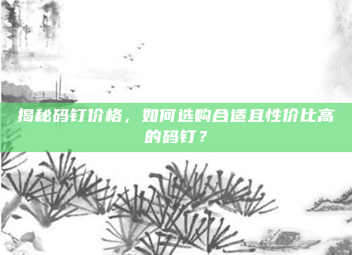 揭秘码钉价格，如何选购合适且性价比高的码钉？