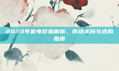 2023年机电价格解析，市场走向与选购指南