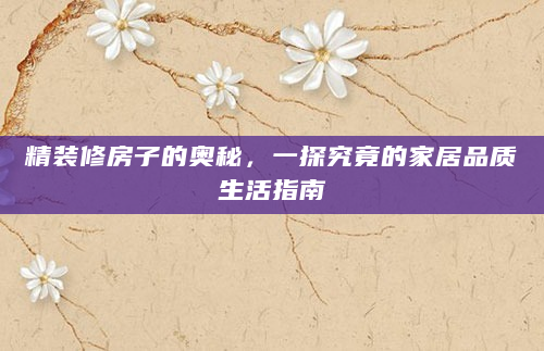 精装修房子的奥秘，一探究竟的家居品质生活指南