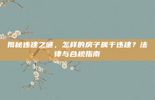 揭秘违建之谜，怎样的房子属于违建？法律与合规指南
