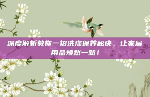 深度解析教你一招洗涤保养秘诀，让家居用品焕然一新！