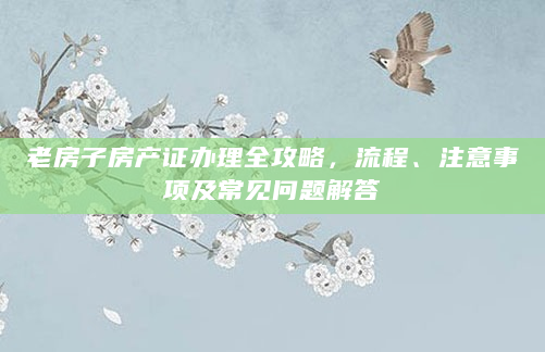 老房子房产证办理全攻略，流程、注意事项及常见问题解答